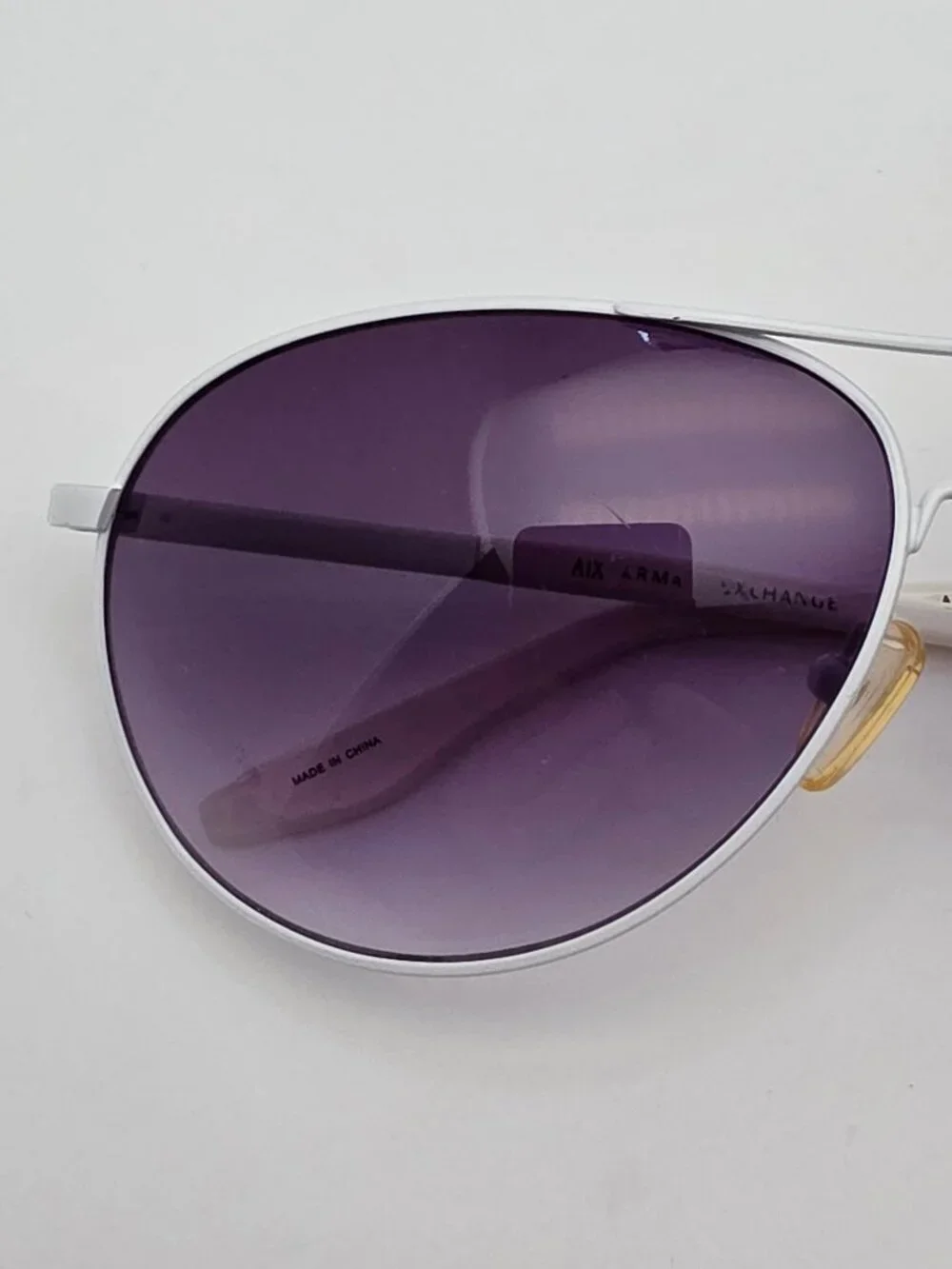 Armani Exchange AX037/S White Frame Grey Gradient Lens Aviator Sunglasses w Case